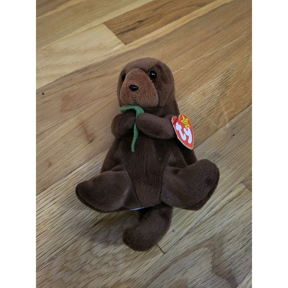 Ty Beanie Baby Seaweed the Otter – Style 4080 DOB 3/19/96 PVC Pellets – Orig Tag